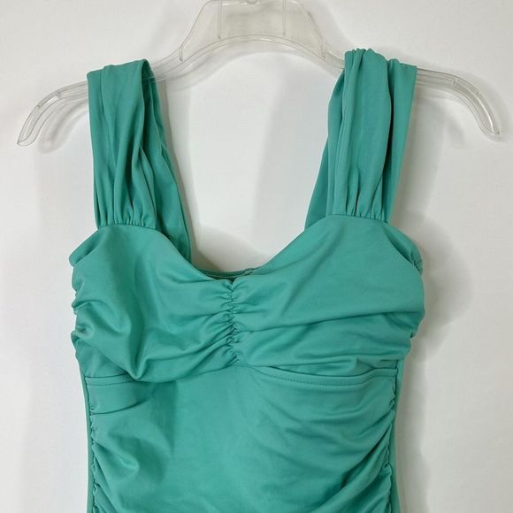 MagicSuit Natalie 1PC Swimsuit Sz 8 Ruched Tummy Control Bathing Suit Swim Green - Picture 2 of 5
